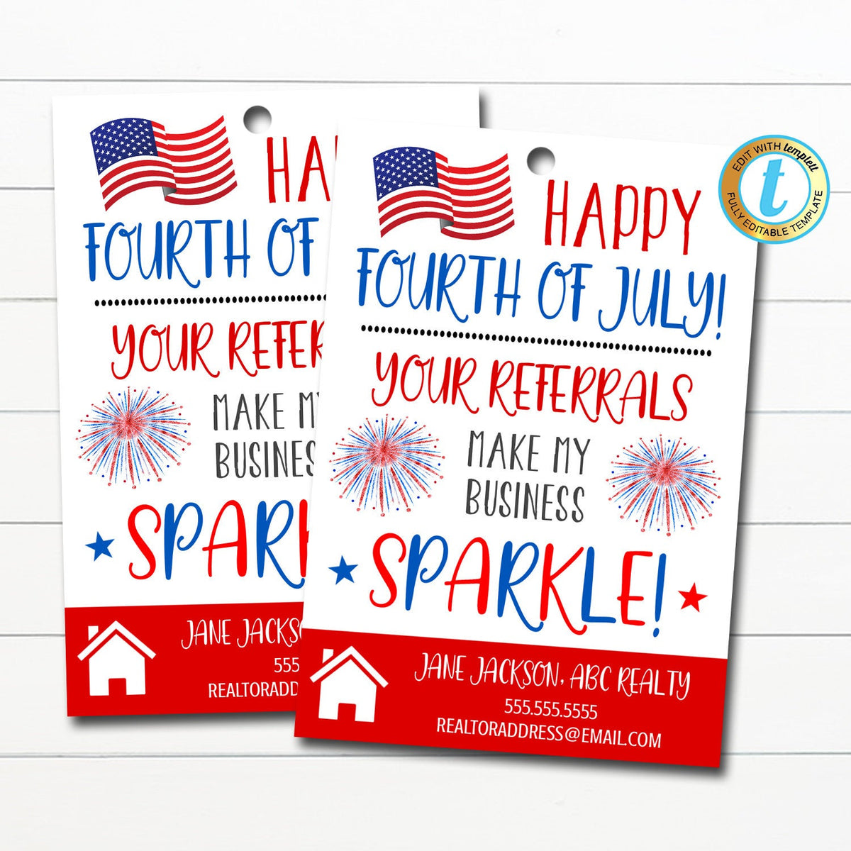 Realtor Fourth of July Pop by Tags | TidyLady Printables for Free Printable 4th Of July Tags