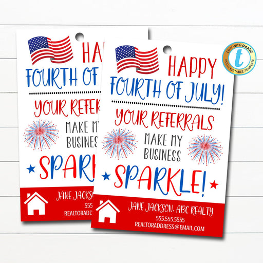 Editable Fourth of July Pop by Tags Realtor, Firework Summer Real Estate Pop by Printable Tag, Marketing, referrals INSTANT DOWNLOAD
