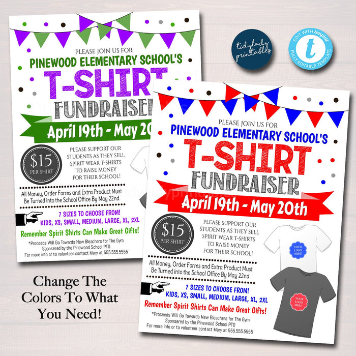 T Shirt Fundraiser Flyer TidyLady Printables