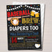 Baseball and Beer Baby Shower Invitation Chalkboard Printable Baby Sprinkle, Couples Man Dad Diaper Shower Party Invite, EDITABLE TEMPLATE