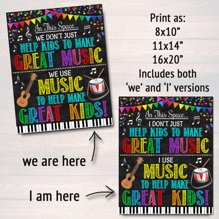 Music Teacher Classroom Printable Poster, Band Classroom Decor Great Music Makes Great Kids, In This Classroom Rules Sign INSTANT DOWNLOAD