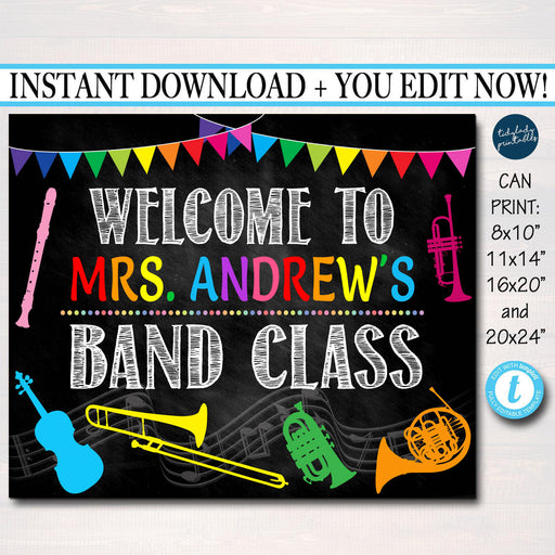 Band Teacher Classroom Door Sign, Printable Music Classroom Decor, School Teacher Sign, Music Classroom Door Hanger Decor, EDITABLE TEMPLATE