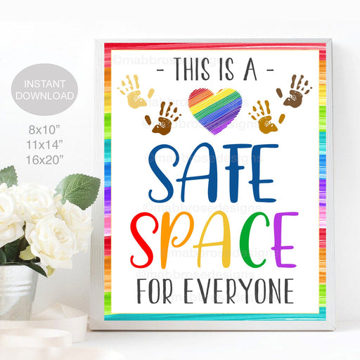This is a Safe Space Poster, School Counselor Office Classroom Sign, Inclusion Diversity Poster, Social Worker, Printable Instant Download