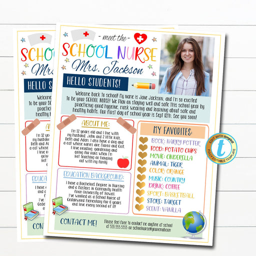 Meet the School Nurse Letter Printable Back to School Note Nurse Newsletter Class Welcome Letter Flyer Template Editable Template Download