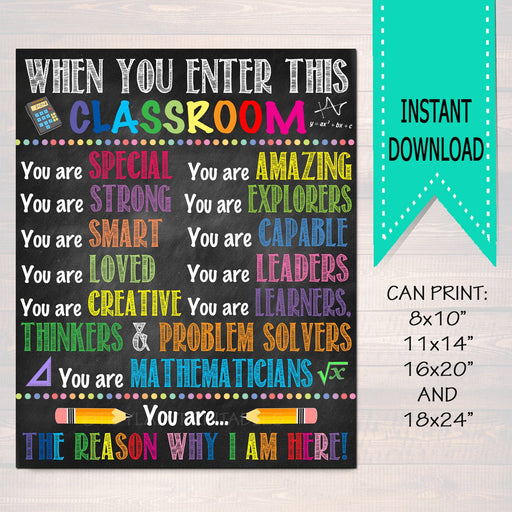 Math Classroom Poster, Classroom Decor, Math Teacher Printable, When you Enter This Classroom Rules Sign, Teacher Gifts, INSTANT DOWNLOAD
