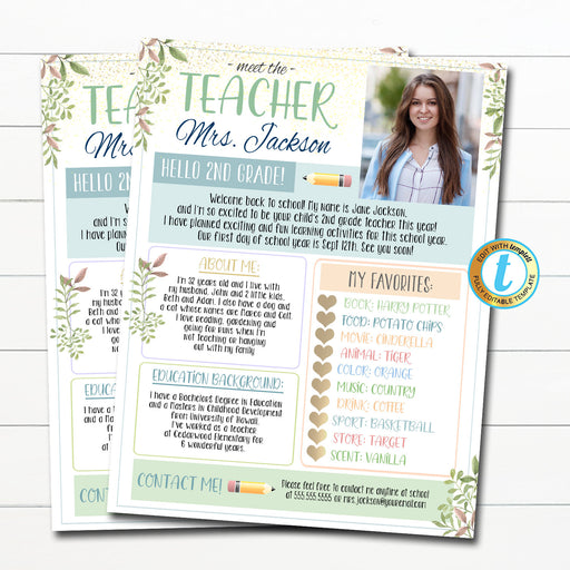 EDITABLE Meet The Teacher, Teacher Newsletter, Event Newsletter, Parent Communication Form, Back to School Printable, INSTANT DOWNLOAD