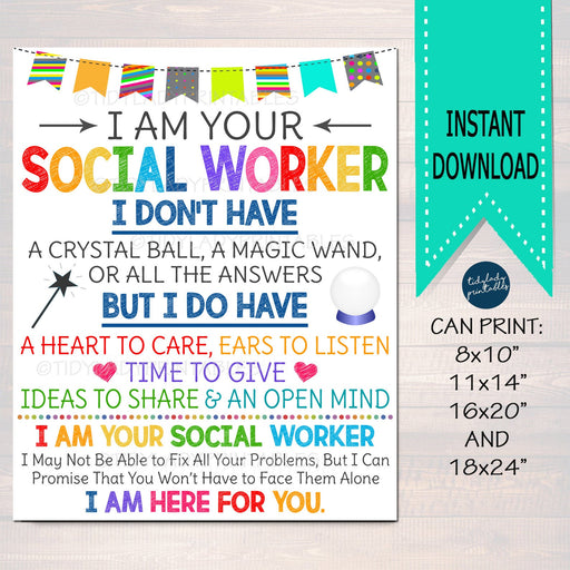 Social Worker Office Decor, I am Your School Social Worker Sign, School Social Worker Office Gift, Printable Poster Art, INSTANT DOWNLOAD