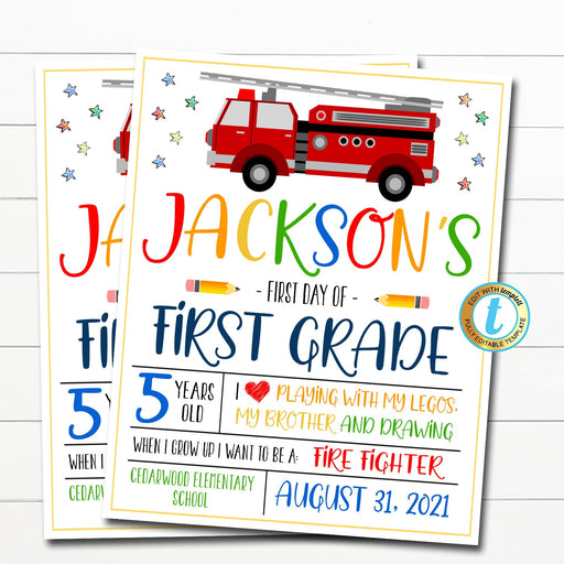 First Day Of School Sign, Editable First Day of Kindergarten, First Day of PreSchool Sign Chalkboard Instant Download Any Grade Template