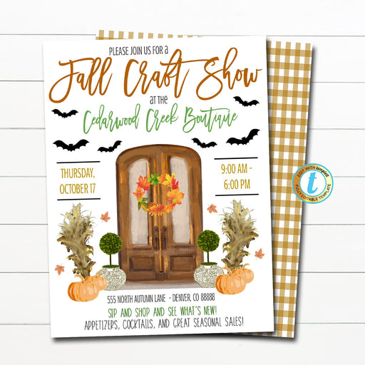 Fall Open House Invitation, Halloween Craft Fair Boutique Shopping Event, Ginger Jar Southern Style Small Business, DIY Editable Template