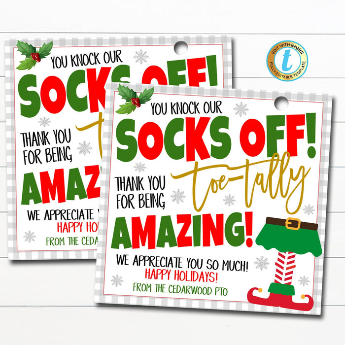 Christmas Appreciation Sock Gift Tags | TidyLady Printables