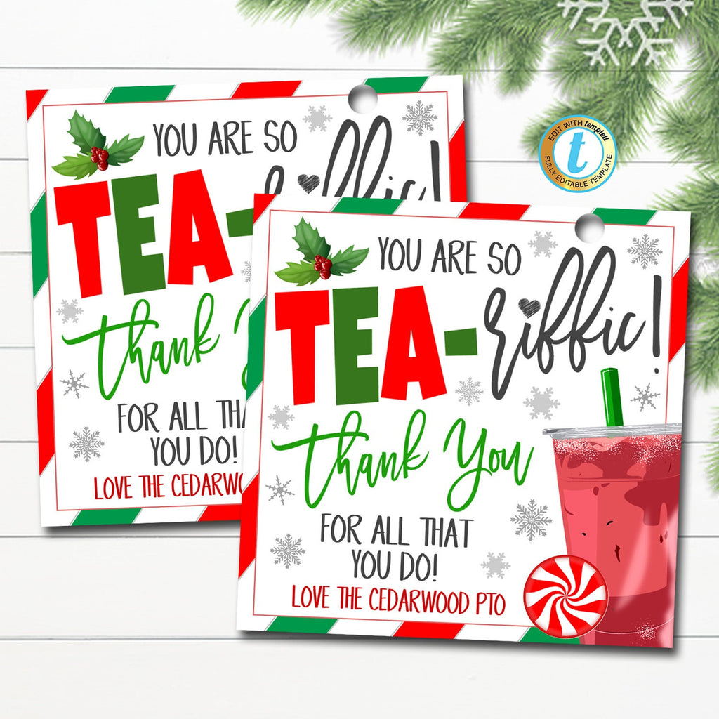 Christmas Ice Tea Gift Tags | You're TEA-riffic! — TidyLady Printables christmas-ice-tea-gift-tags-you-re-tea-riffic-tidylady-printables