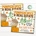 Fall Realtor Pop By Tag, Pumpkin Spice and Real Estate Advice, Coffee Small Business Marketing Client Referral Printable, Editable Template