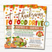 Thanksgiving Food Drive Flyer, Fall Food Drive, Autumn Food Drive, Hunger Drive Flier, Invitation Information Card Digital Flyer Editable