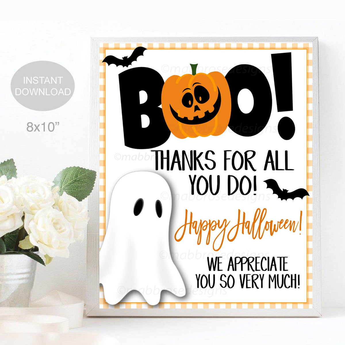 Halloween Sign, Boo Thanks for All You Do, Appreciation Decor ...