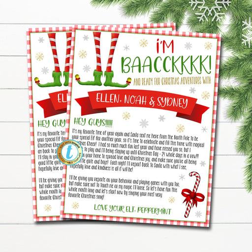 Welcome Letter from your Elf, Hello from the Elf Arrival Letter, I'm baaaackk Elf Christmas Printable Digital File, DIY EDITABLE TEMPLATE