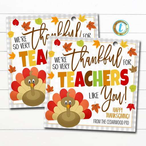Thank You Gift Tags, Teacher Staff Employee Nurse Volunteer Staff Appreciation Week, Thankful for you, School pto pta DIY Editable Template