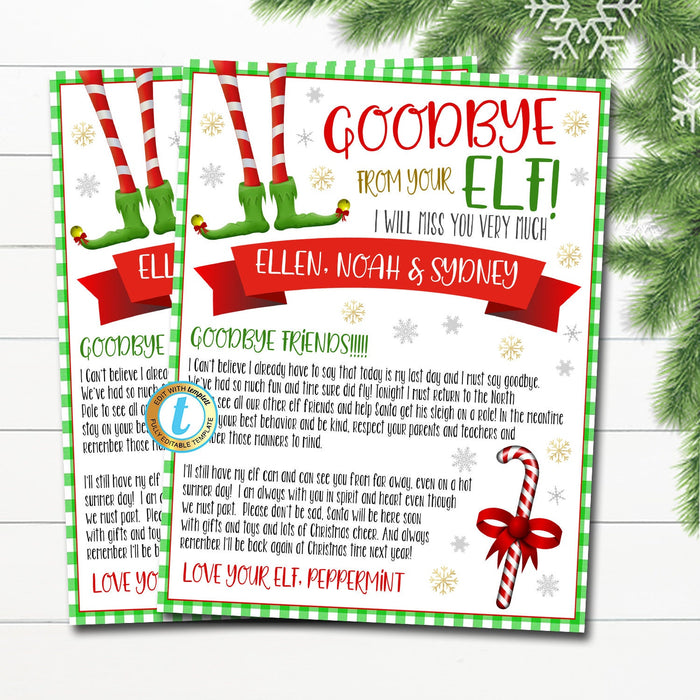 Elf Letter Set, Hello from your Elf, Goodbye from the Elf Arrival Letter and Farewell Letters, Elf Christmas Printables, EDITABLE TEMPLATE