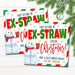 Christmas Straw Gift Tags, Hope You Have an Ex-straw Special Christmas, Silly Crazy Straw, Kids Classroom School Holiday, Editable Template