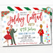 Retro Christmas Cocktail Party Invitation Vintage Holiday Adult Party Invite, Mid Century Modern Xmas Happy Hour Bar Party Editable Template