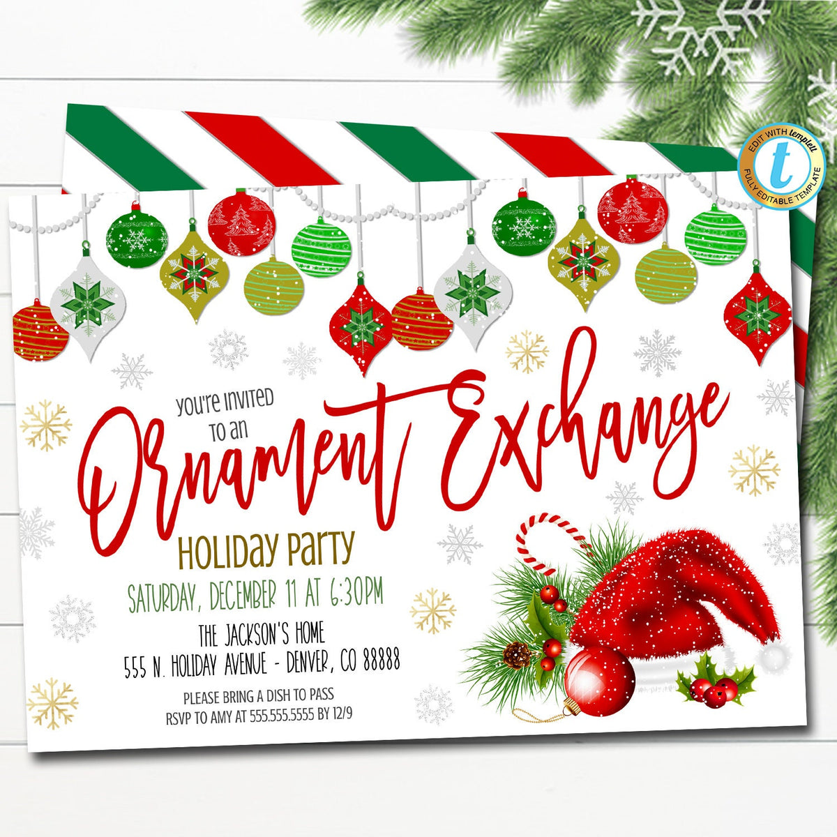 Holiday Ornament Exchange Party Invitation Retro Vintage — TidyLady