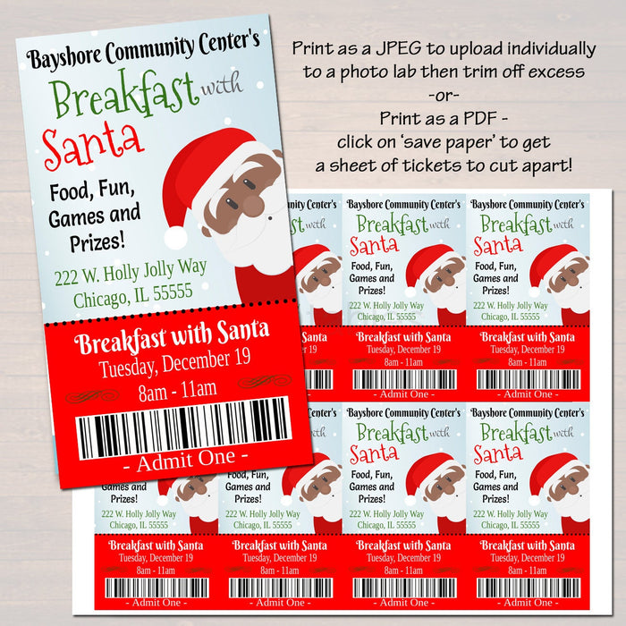 EDITABLE Breakfast with Santa Flyer & tickets Breakfast with Santa Invitation, Kids Christmas Party, Printable Community Holiday Event Flyer