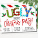 Ugly Sweater Christmas Party Invitation, Modern Minimal Xmas Invite Holiday Ugly Sweater Adult Cocktail Work Party, DIY Editable Template
