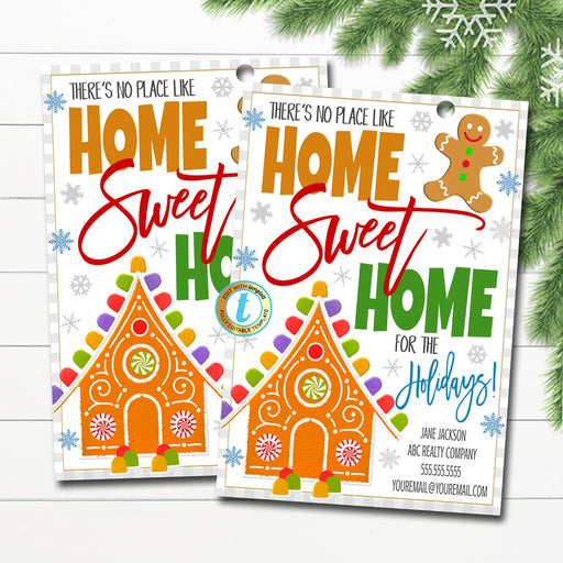 Christmas Realtor Pop By Gift Tag, No place like home Sweet home, Holiday Real Estate Marketing Printable, Open House, DIY Editable Template