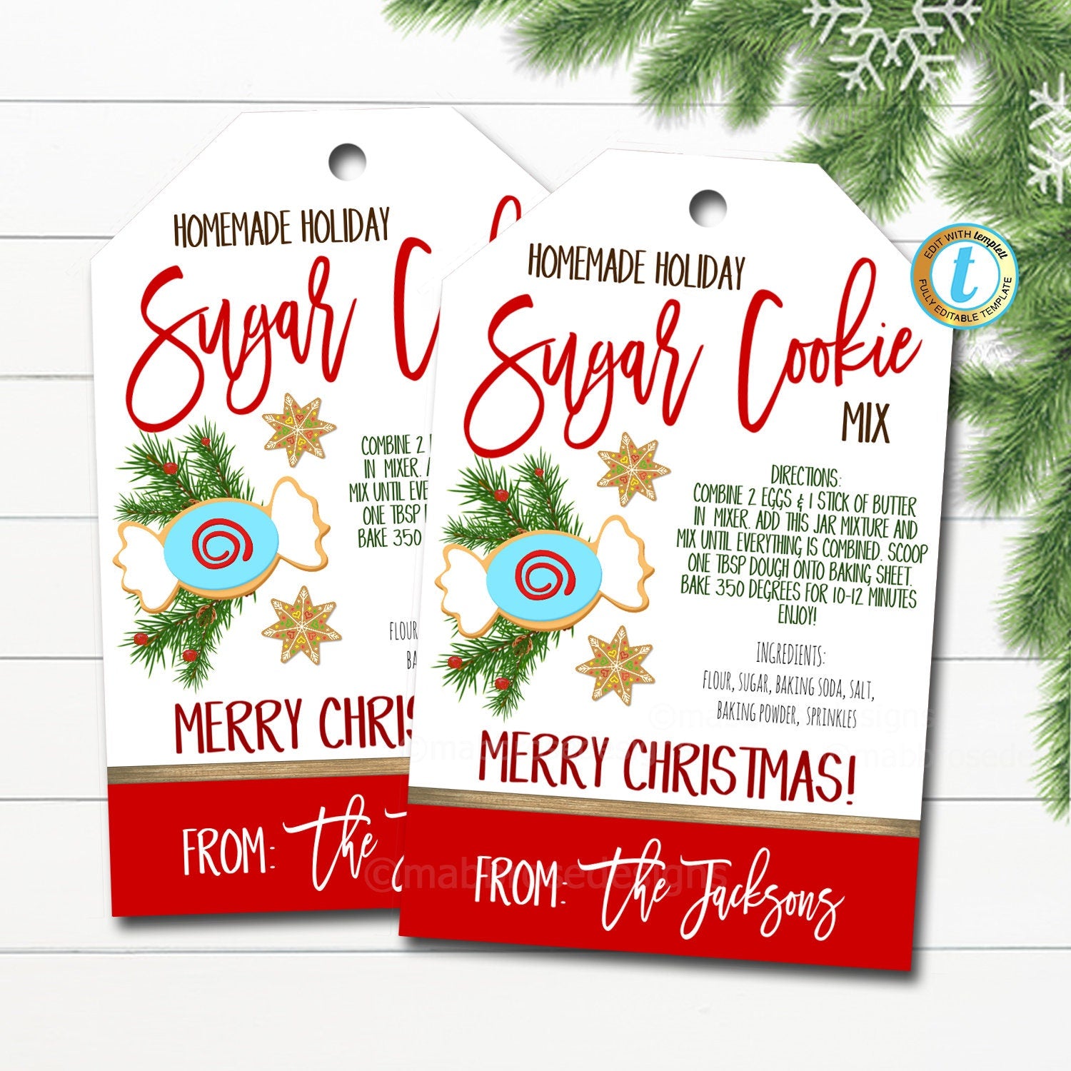 Christmas Gift Tags | Cookie Jar Mix Recipe — TidyLady Printables for Christmas Cookie Labels Free Printable