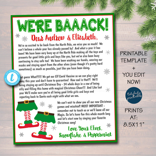 2021 Elf Letter, Hello from the Elves Letter for Kids, Christmas We're Back! Hello from Elves, Christmas Letter Printable, EDITABLE TEMPLATE