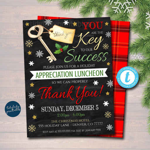 Christmas Appreciation Invitation, Grateful For You Teacher Staff Invitation, Holiday Printable, Boss Client Thank You, EDITABLE TEMPLATE