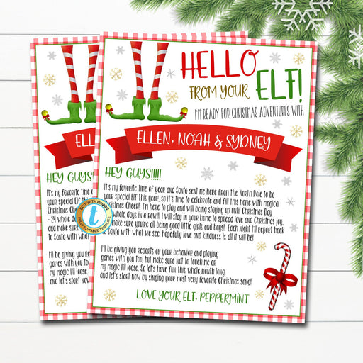 Welcome Letter from your Elf, Hello from the Elf Arrival Letter, I'm baaaackk Elf Christmas Printable Digital File, DIY EDITABLE TEMPLATE