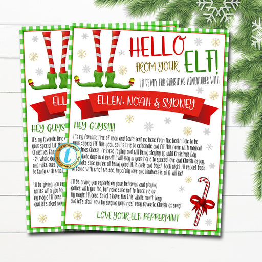 Elf Letter Set, Hello from your Elf, Goodbye from the Elf Arrival Letter and Farewell Letters, Elf Christmas Printables, EDITABLE TEMPLATE
