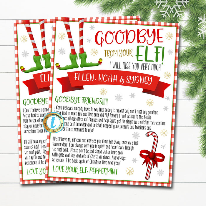 Goodbye Letter from your Elf, Farewell from the Elf Going Away Letter, Bye Bye Elf Christmas Printable Digital File, DIY EDITABLE TEMPLATE
