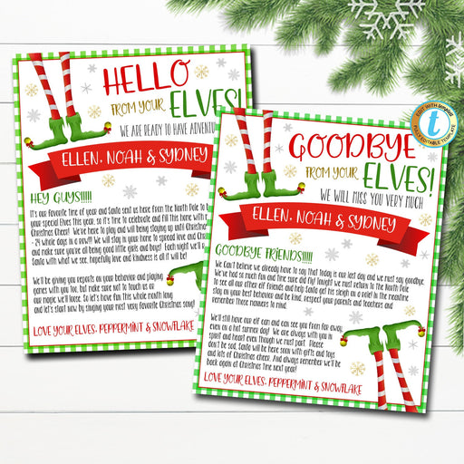Hello and Goodbye Letter from your Elves, Farewell from Elves Going Away, Welcome Elves Christmas Printable Digital, DIY EDITABLE TEMPLATE