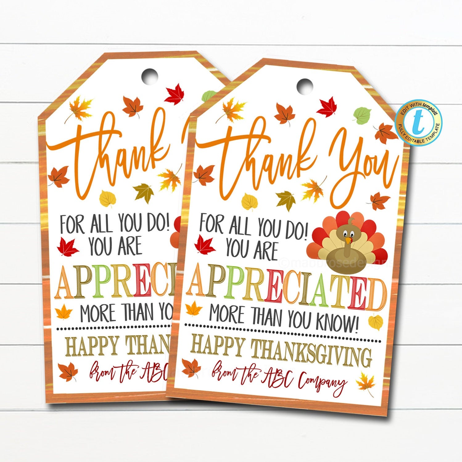 Fall Thank You Gift Tags | TidyLady Printables