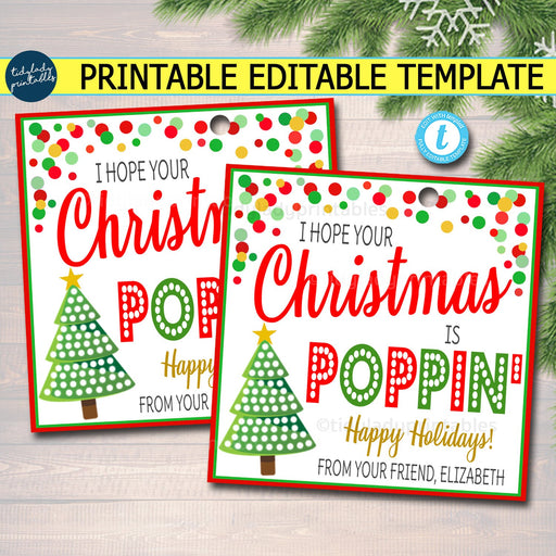 Christmas Pop It Gift Tags, Pop-It Gift Labels Merry Christmas Pop Its Teacher Classroom Tags, Holiday Kids Toy, Non Candy EDITABLE TEMPLATE