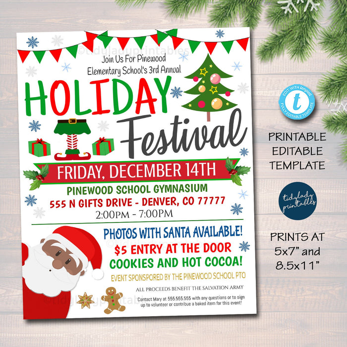 Holiday Festival Christmas Flyer/Poster Invite — TidyLady Printables