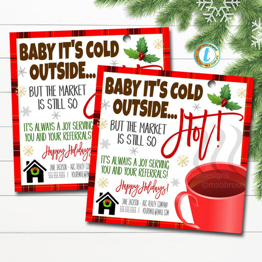 Pop By Tags, Real Estate Hot Market Tags, Hot Chocolate Tag, Christmas Real Estate Tags, The Market Is Hot Christmas, DIY EDITABLE TEMPLATE