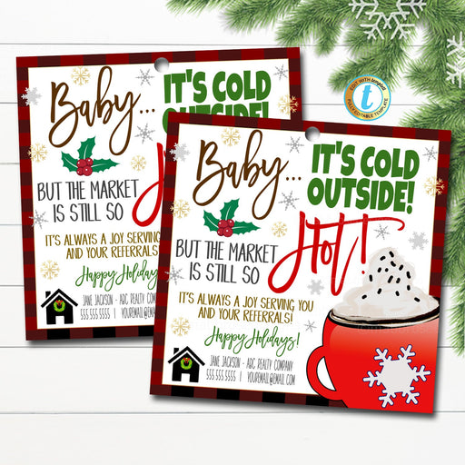 Pop By Tags, Real Estate Hot Market Tags, Hot Chocolate Tag, Christmas Real Estate Tags, The Market Is Hot Christmas, DIY EDITABLE TEMPLATE