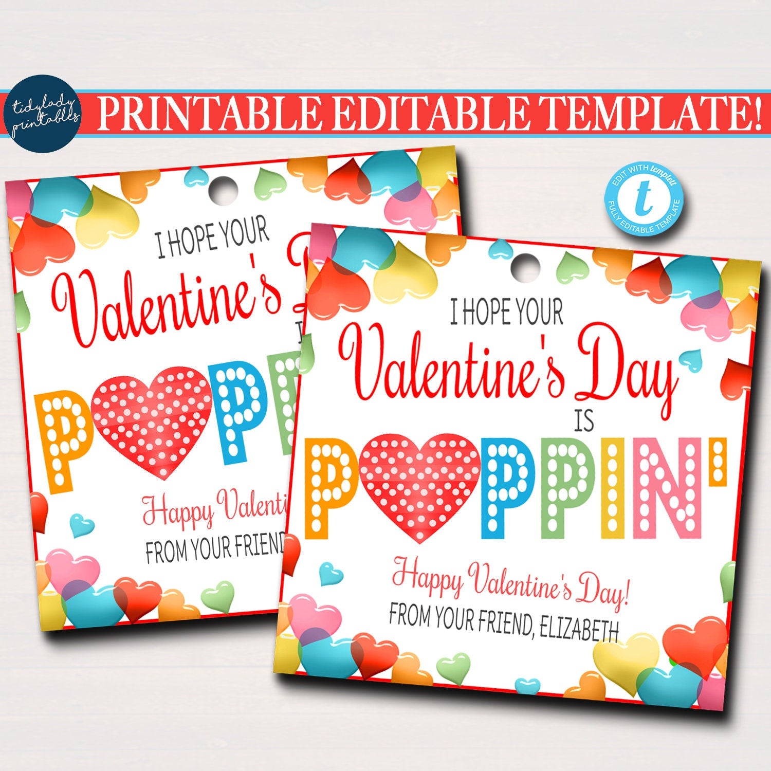 Valentine Pop It Gift Tags | TidyLady Printables for Pop It Valentine Printable Free