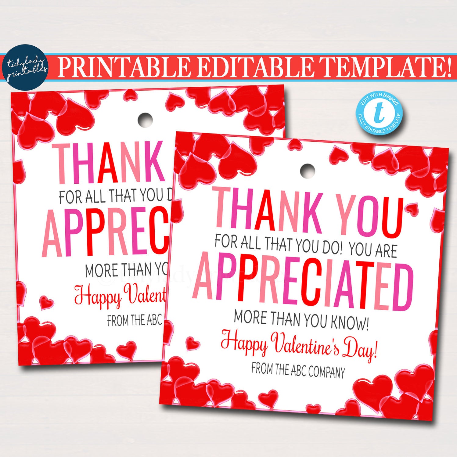 Valentine's Day Thank You Gift Tags | Teacher Appreciation — TidyLady ...