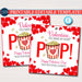 EDITABLE Valentine Popcorn Tags, You make my heart Pop Valentine Gift Tag, Gift Classroom School Teacher Staff Valentine Label DIY Template