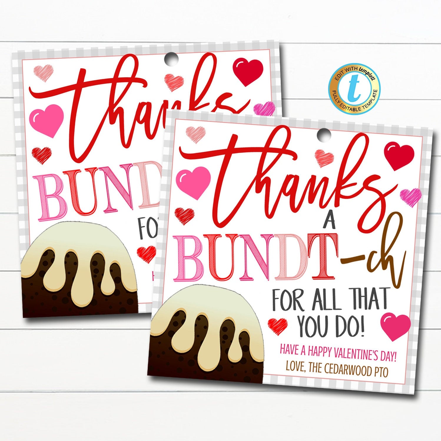 Valentine Bundt Cake Gift Tag | Thanks a Bundtch for all you do ...