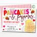 Valentine Pancakes And Pajamas Invitation, Editable Pancakes & Pajamas Birthday Party, Valentine Brunch Breakfast School Classroom Template