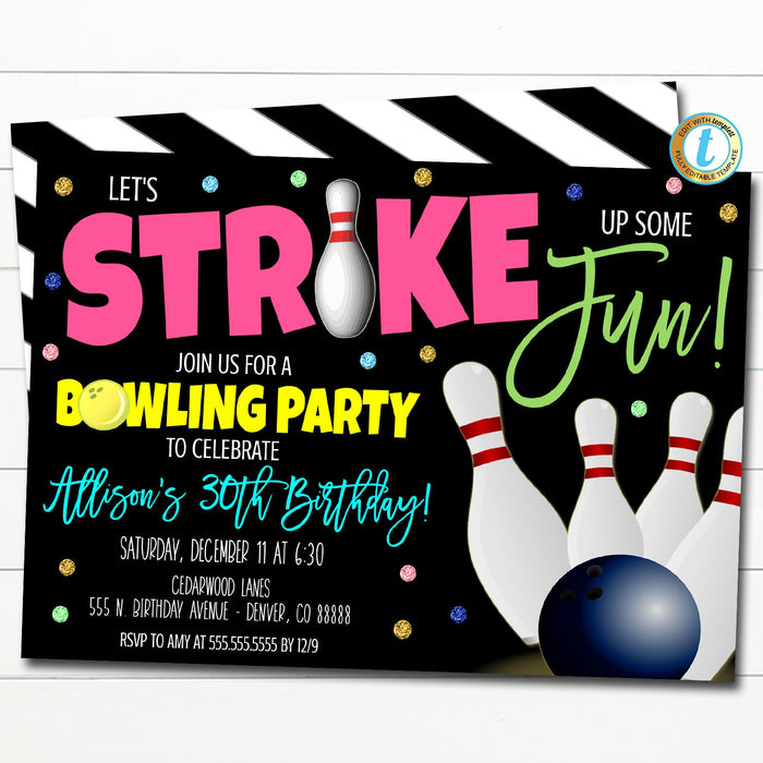 Bowling Party Invitation | TidyLady Printables bowling-party-invitation-tidylady-printables