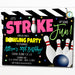 Bowling Party Invitation, Adult Birthday Invite, Strike Up Some Fun Party, Let's Get this Party Rolling, Work Party DIY Editable Template