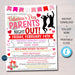EDITABLE Valentine's Day Parents Night Out Flyer, Printable PTA, PTO, School Family Fundraiser Event, Community Center Church Digital Invite