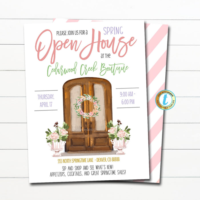 Spring Open House Invitation, Easter Boutique Shopping Event, Small Business Pop Up Shop, Sip and Shop Sales marketing DIY Editable Template