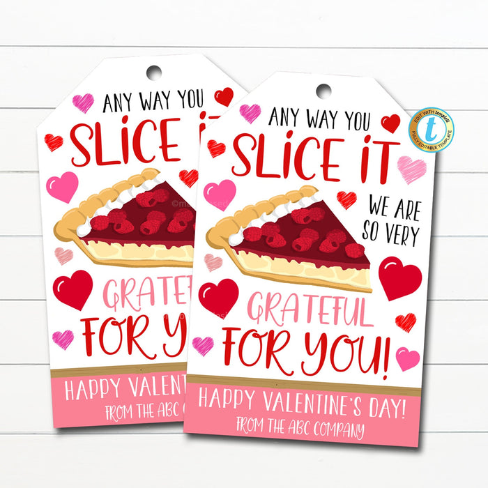 Valentine Gift Tags, Grateful For You Berry Pie Label, Staff Teacher Volunteer Nurse Valentine Gift, Printable Bakery DIY Editable Template