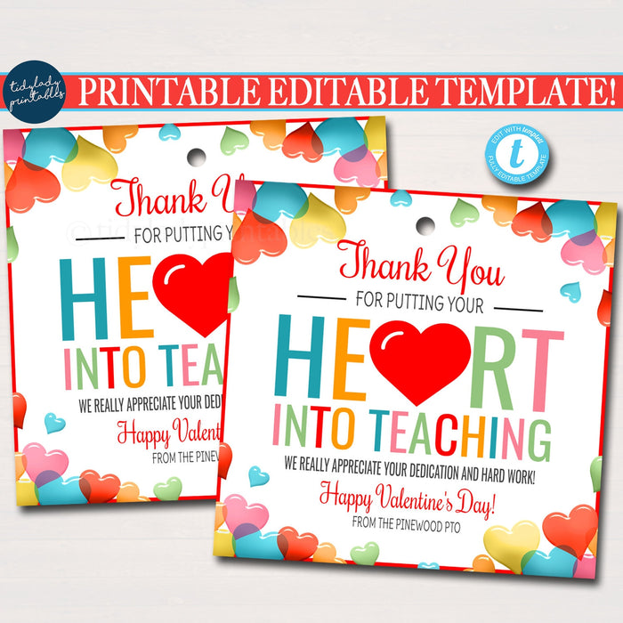 Thanks for putting your heart into Teaching | Appreciation Week — TidyLady  Printables